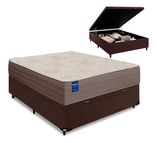 Cama Box Baú Casal Colchão De Espuma D33 Semi Ortopédico