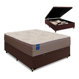 Cama Box Baú Casal Colchão De Espuma D33 Semi Ortopédico