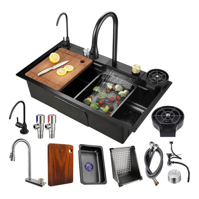 Owii S Fregadero De Cocina 85*45cm, Tarjas Para Cocina Acero Inoxidable Con Grifo Multifuncional, Cesta Y Lavabo, Tarjas De Cocina Con Sistema De Drenaje, Lavavasos Y Tabla De Cortar | Envío gratis