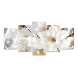 Quadro Mosaico Kit Quarto Elegante Lírio Branco Flor Floral