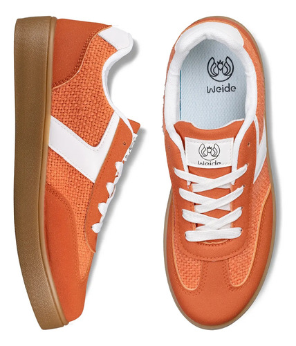 Weide Tenis Casuales De Mujer Punta Redonda Con Estilo Retro Alemán Cordones Y Suela Antiderrapante | Meses sin interés