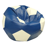 Sillón Puff Balón De Soccer Grande Adulto Azul / Blanco