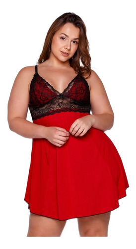 Camisola Plus Size Sensual Linha Noite Renda Feminina