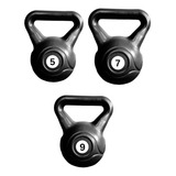 Kit Pesa Rusa Kettlebell Mancuerna 5kg + 7kg + 9kg Plastica 