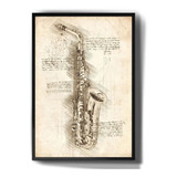 Quadro Decorativo Desenho Saxofone Instrumento Arte