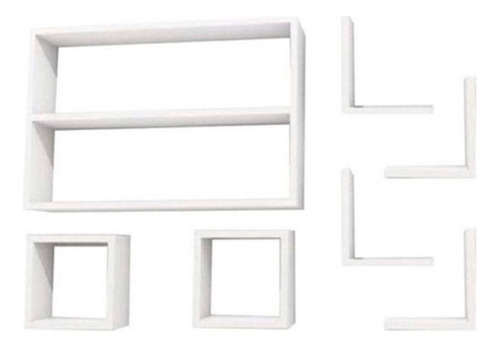 Conjunto 7 Peças Para Quarto Sala Prateleiras Moderno Cor Branco