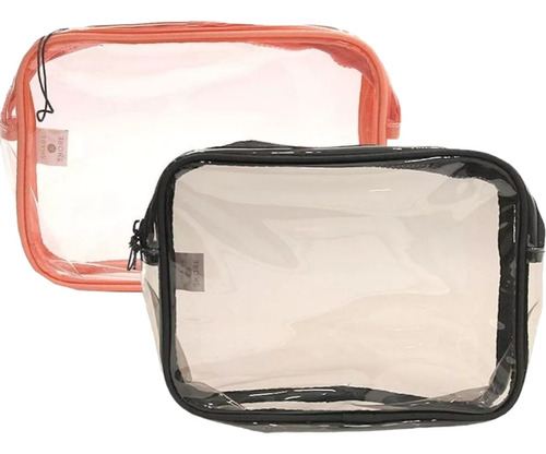 Neceser Portacosmeticos De Viaje Transparente Pvc Cosmetico Color Rosa