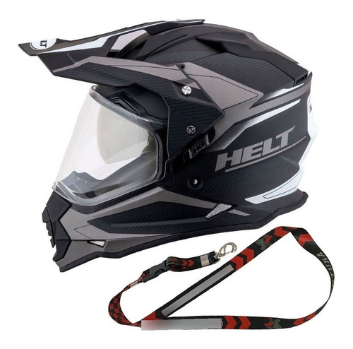 Capacete Moto Helt Cross Vision Oculos Titanium Fosco