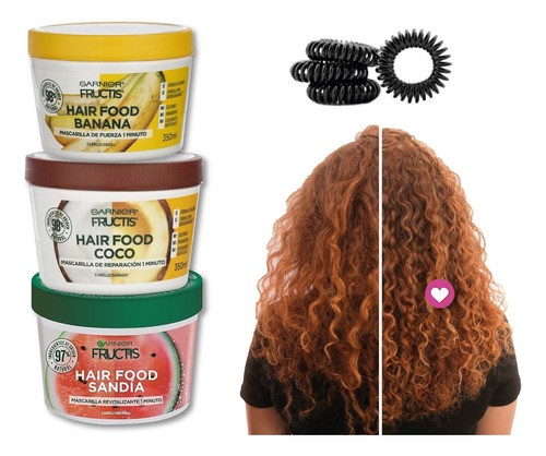 (3pz) Mascarilla Hair Food Garnier Sandia + Platano  + Coco