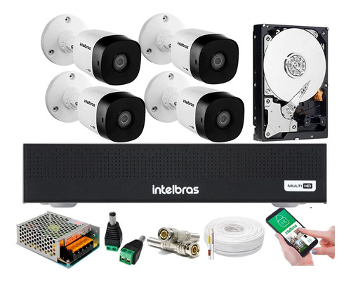 Kit 4 Cameras Intelbras 1120b Dvr 4 Canais Intelbras C/hd