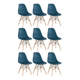 9 Cadeiras Eames Wood Dsw Eiffel Casa Jantar Colorida Cores Cor Da Estrutura Da Cadeira Azul-petróleo