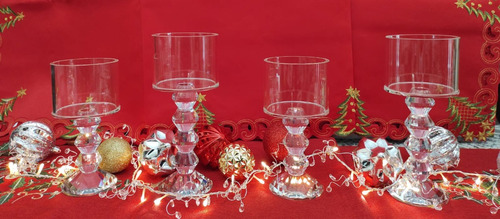 Portavelas Set De Cuatro, Candelabros Cristal,