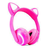 Headphone Bluetooth Fone Sem Fio De Gatinho E Iluminação Led Orelhas De Gato Exbom Hf-c240bt Rosa