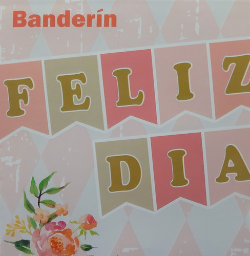 Banderín Feliz Cumpleaños O Feliz Día Stamping Color Feliz Día Rosa