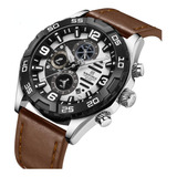 Reloj Original De Cuero Militar Naviforce 8043 Con Cronógraf