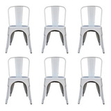 Silla Tolix Blanco Mate Combo X 6 Apilables Y Reforzadas