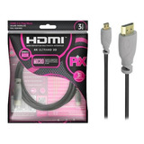 Kit 3 Un Cabos Micro Hdmi X Hdmi 3m Blindado 2.0 4k