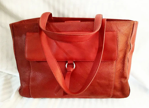 Cartera 100% De Cuero, Color Rojo Terracota 