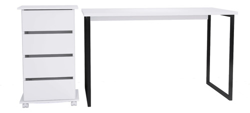 Organizador Mesa 120cm Gaveteiro 4 Gavetas Branco