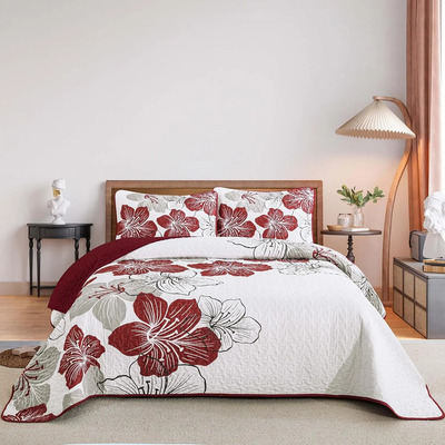 Colcha Botánica Djy, Tamaño Queen, Diseño Floral, 3 Piezas