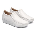 Sapato Feminino Para Enfermagem Anti Stress Mocassim Branco