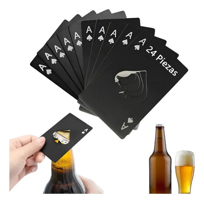 24 Abrebotellas Naipe Acero Inoxidable - Regalo Creativo