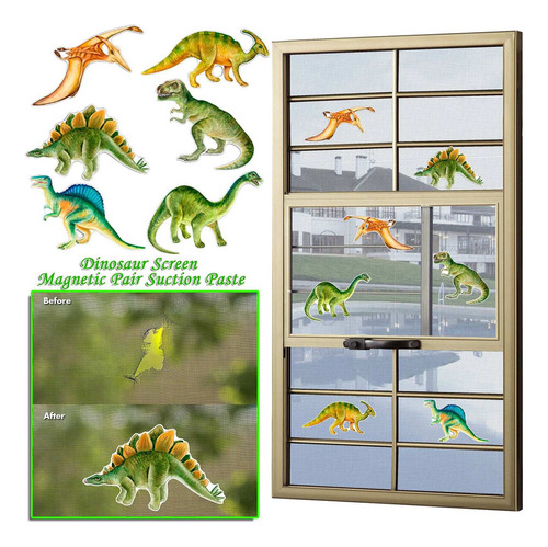 Ventosa Magnética Para Ventana Con Diseño De Dinosaurio, Col