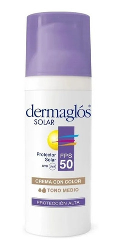 Dermaglos Protector Solar Facial Color Fps50 Tono Medio 50g
