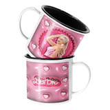 Taza Enlozada Lechera Barbie Pelicula Corazones Muñeca