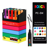 Marcadores Posca Plumones Uni Pc, 5 M, 15 Colores