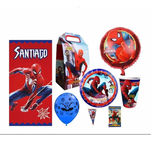 Spiderman Kit Fiesta 10 Pz Hombre Araña Lona Personalizada