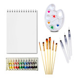 Kit Pintura Acuarela Set Croquera Pinceles Paleta Mezcladora