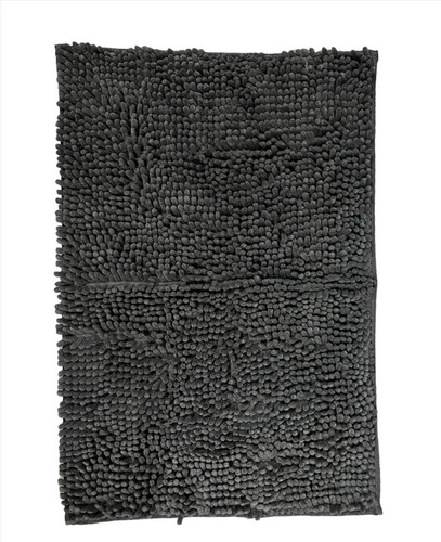 Alfombra Baño Con Antideslizante Peluda Negro Shaggy 40x60