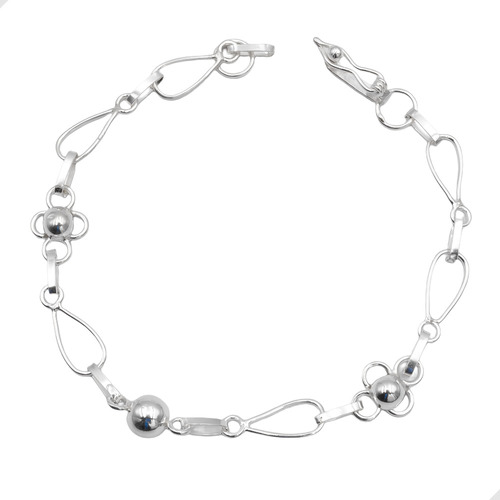 Pulsera Artesanal Modelo Flores Y Lagrimas Plata 925 | M48