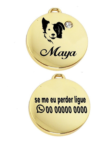 Placa Identificação Nome Telefone Cachorro Boder Collie Luxo