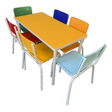 Conj De Mesa E 6 Cadeiras Retangular Até 5 Anos Colorida