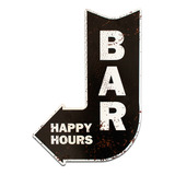 Placa Decorativa Recorte Seta Bar Happy Hours 40x28 Cm Bebidas