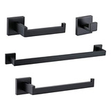 Juego De Accesorios De Baño De 4 Piezas, Color Negro Mate, C