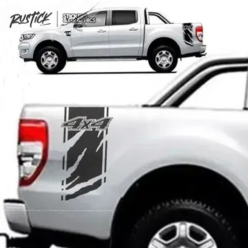 Set De Calcos Ploteo Lateral Ford Ranger 4x4 Rasgado Camioneta 4x4