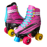 Patins Roller 4 Rodas Adulto Feminino Rosa 32 Ao 41