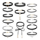 15 Collares Gargantilla Accesorios Mujer Negro Encaje Gotico