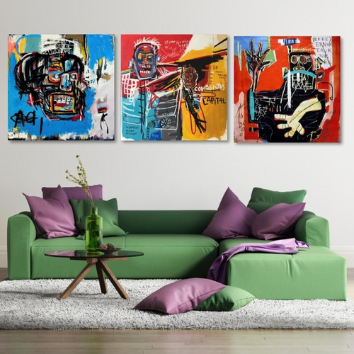 Cuadros Basquiat Set 3 Para Sala Hombre Arte Moderno Cuarto2