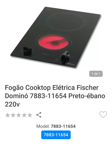 Fogão Cooktop Elétrica Fischer Dominó 7883-11654 Preto-ébano