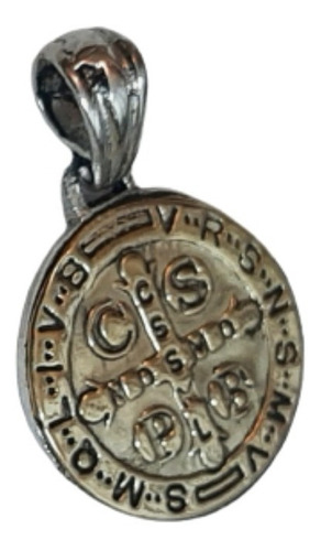  Medalla San Benito Plata 925 Y Oro, Redonda 17mm
