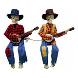 Juego De 2 Esqueletos Animados Con Banjo 