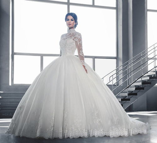 Vestido De Noiva Princesa Renda Elegante De Luxo