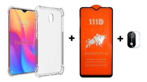 Estuche Para Redmi 8a + Vidrio Templado 111d+vidrio Cámara  