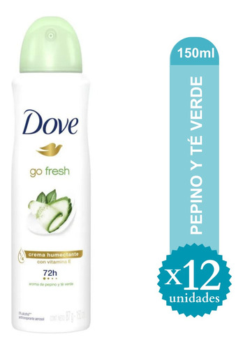 Pack Desodorante Dove Pepino Y Té 150ml X 12 Unid -  Ma