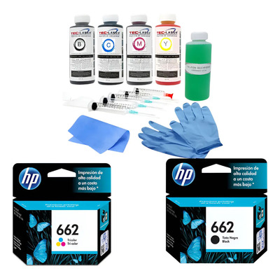 Combo Cartucho Negro Y Tricolor Hp 662  + Kit Para Recarga | Envío gratis