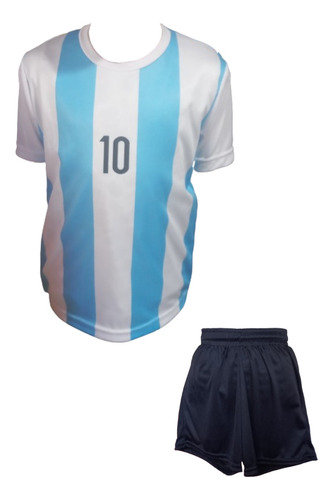 Conjunto Deportivo Camiseta Argentina Futbol + Short 6 Años